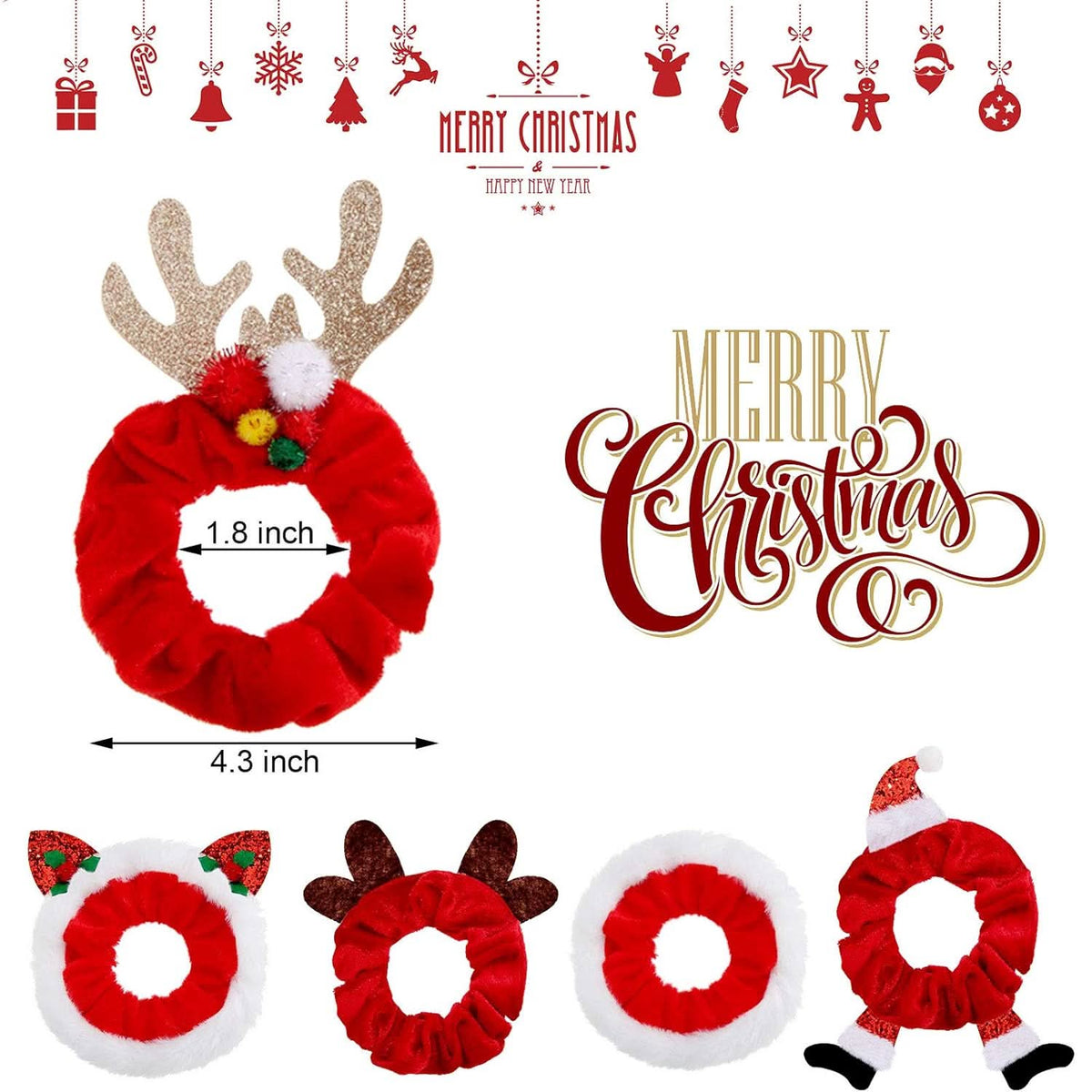 HOLLYTWIST – 10-Piece Christmas Scrunchie Set for Christmas Cheer