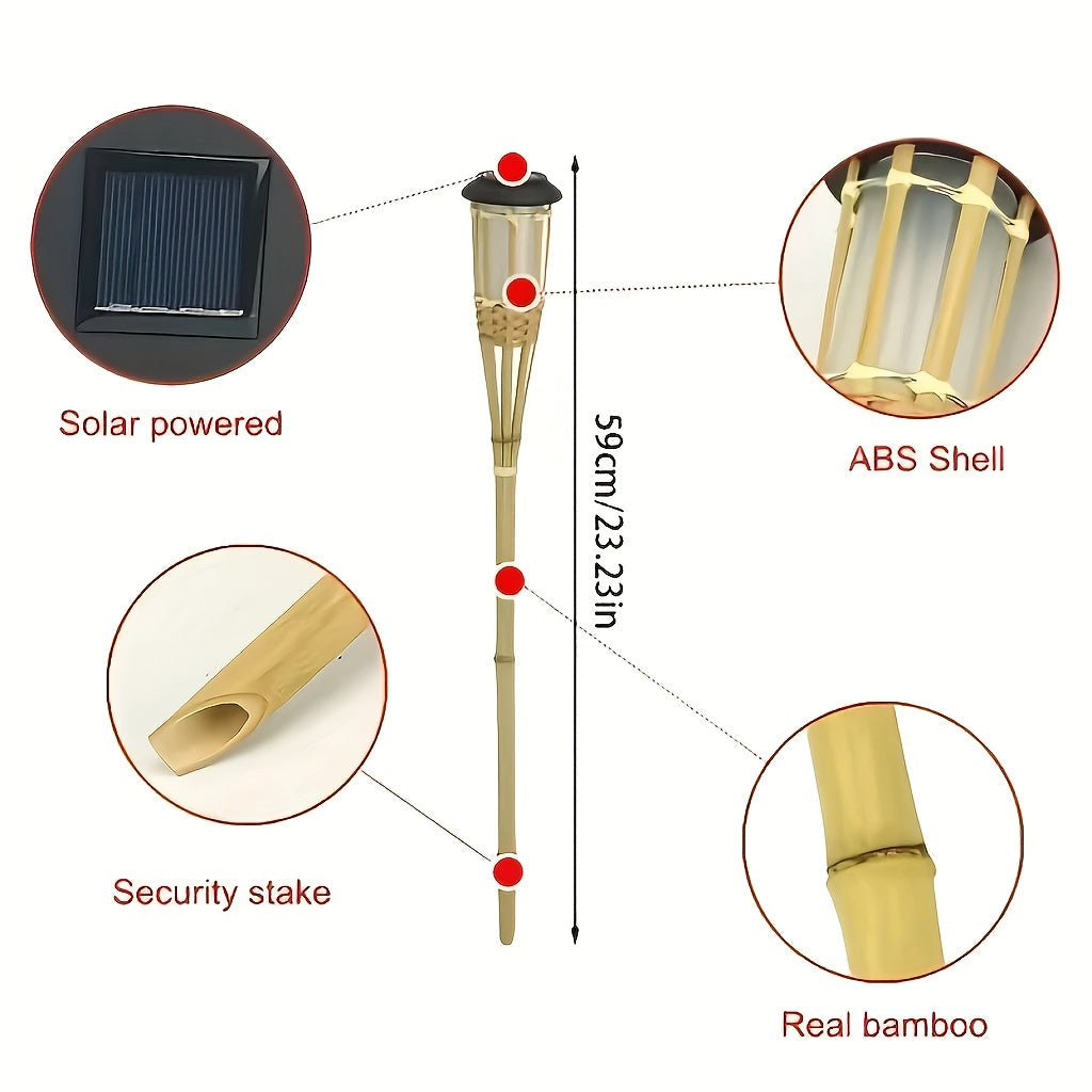 TIKIGLOW - Solar bamboo LED flame lights for warm outdoor ambiance and garden décor