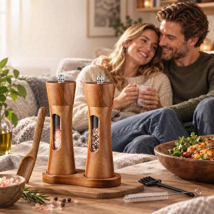 GRINDBELLE – Salz- und Pfeffermühle mit Sichtfenster für elegante Mahlzeiten