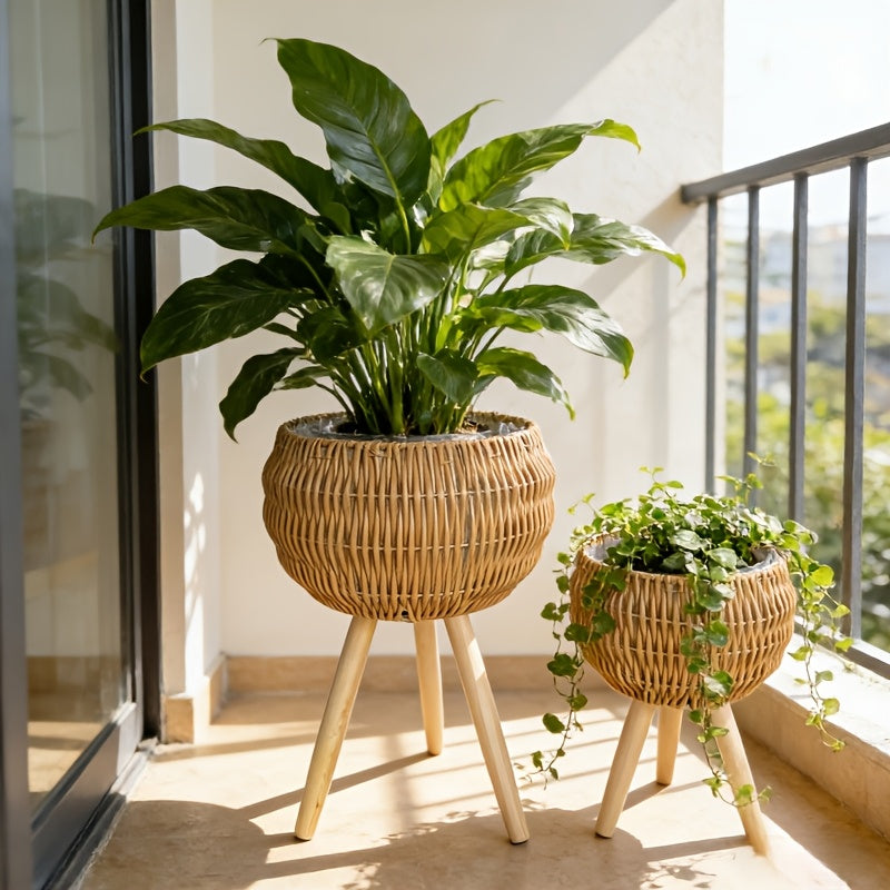 RATTANLUX – Boho Basket Planter Set for Indoor Greenery Styling