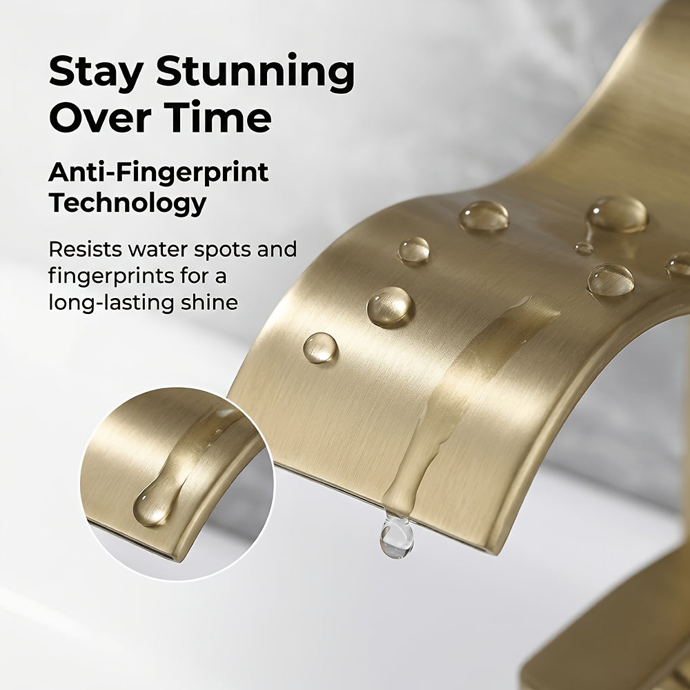 BRASSWAVE - Brushed Brass Waterfall Basin Faucet