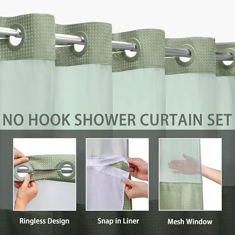 SPAENZA – Waffle Shower Curtain for Spa-Like Calm