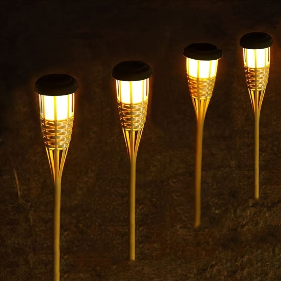 TIKIGLOW - Solar bamboo LED flame lights for warm outdoor ambiance and garden décor