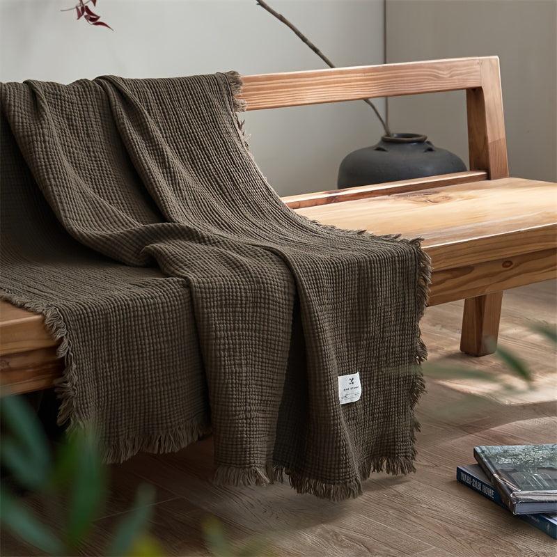 FRINGELIVA – Elegant Fringe Blanket for Stylish Home Relaxation