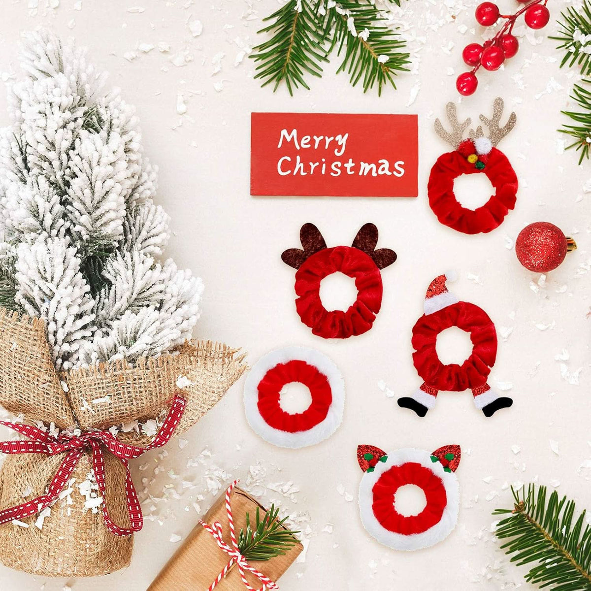 HOLLYTWIST – 10-Piece Christmas Scrunchie Set for Christmas Cheer
