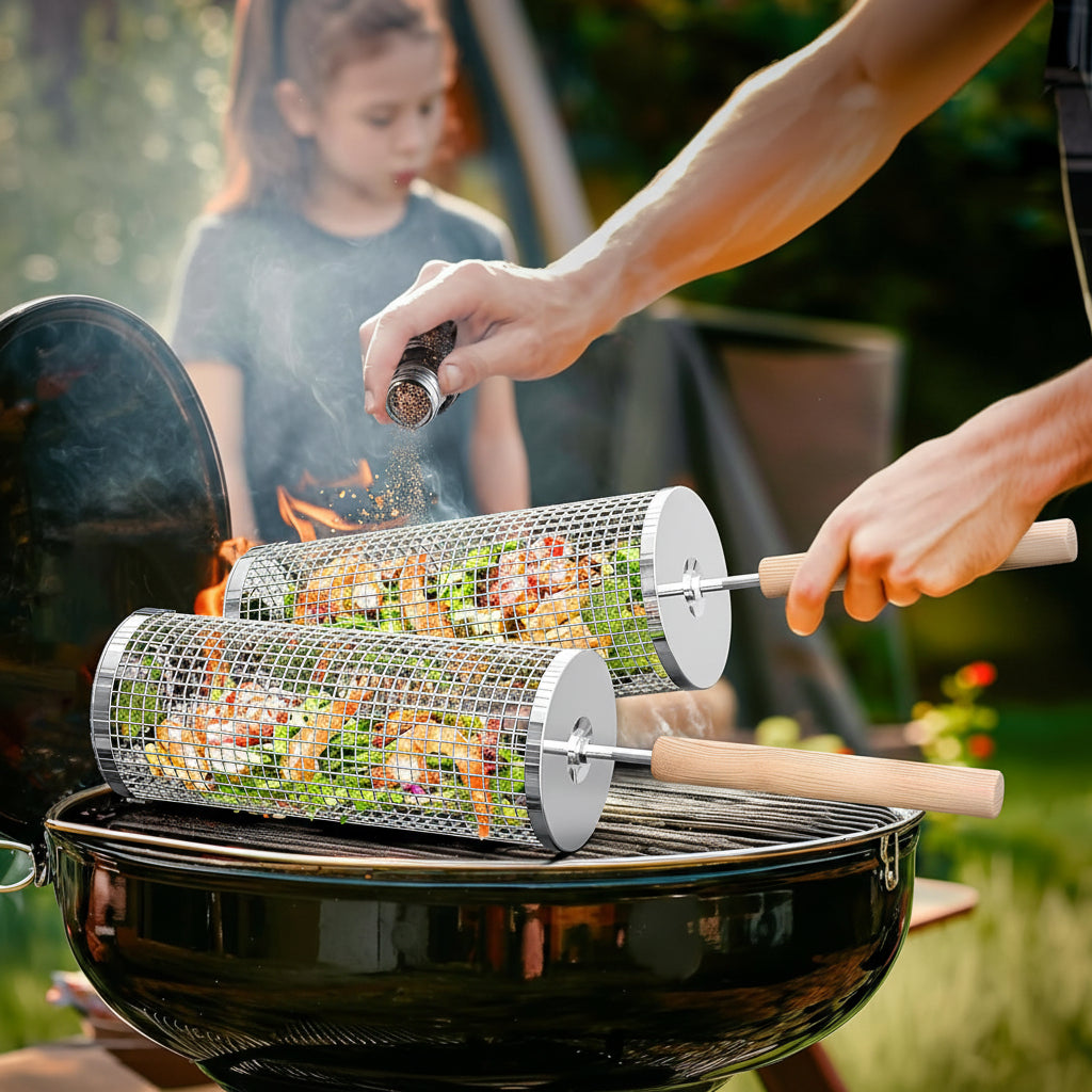 SIZZLEFLOW – BBQ Grill Basket for Smooth Flipping & Cooking Control