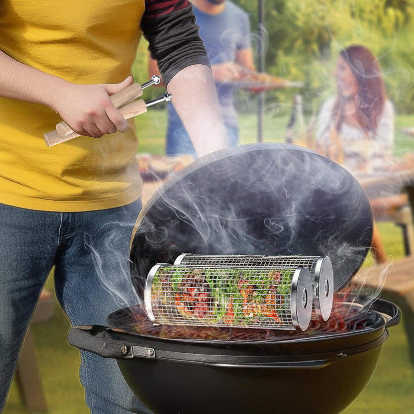 SIZZLEFLOW – BBQ Grill Basket for Smooth Flipping & Cooking Control