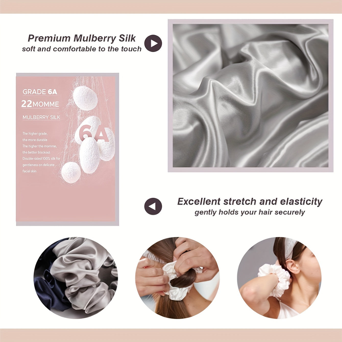 HAIRNOVA – 6-Pack Minimalist Hair Ties for Everyday Styling