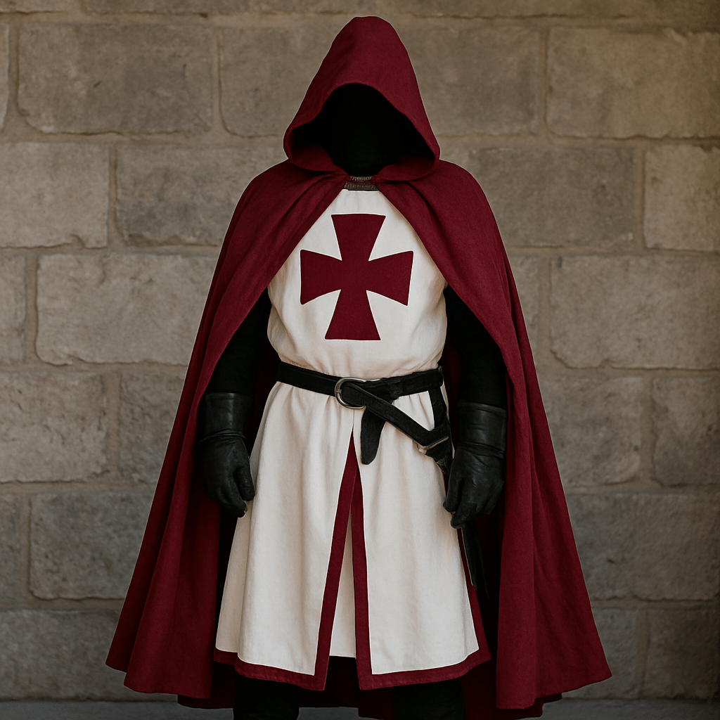 Authentic Medieval Knight Costume with Cloak - TEMPLARIA Adult Knight Halloween Costume 0