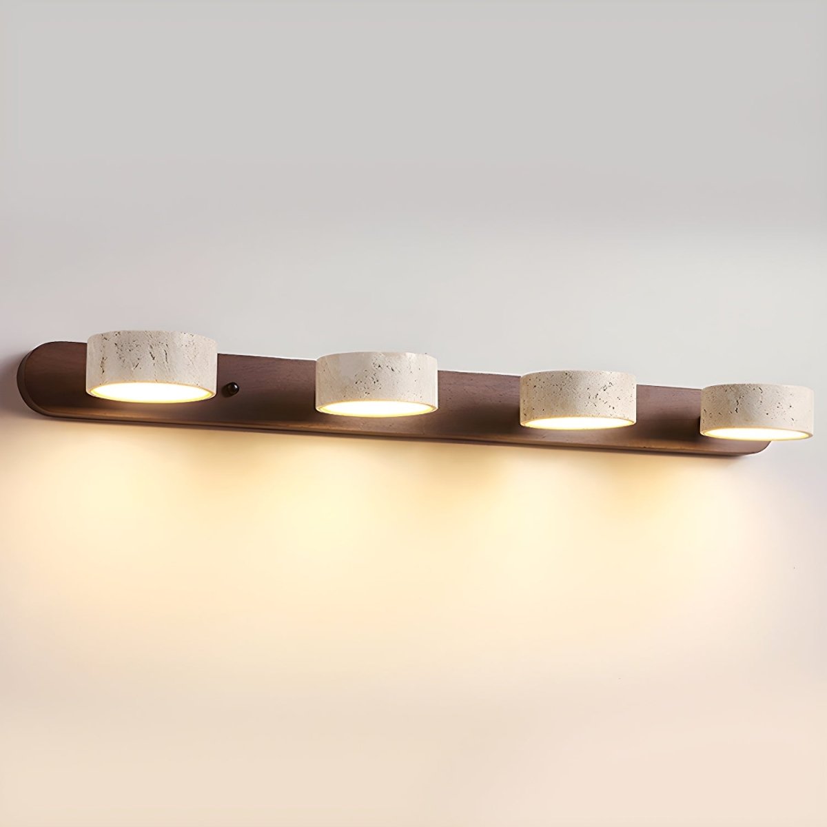 MINERALGLOW - Indoor LED wall light with natural travertine and wood design for warm architectural lighting