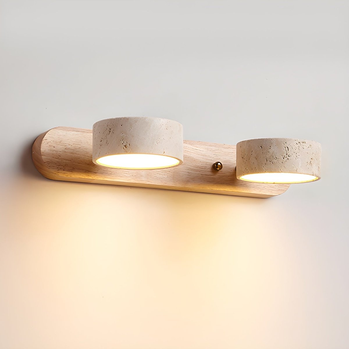 MINERALGLOW - Indoor LED wall light with natural travertine and wood design for warm architectural lighting