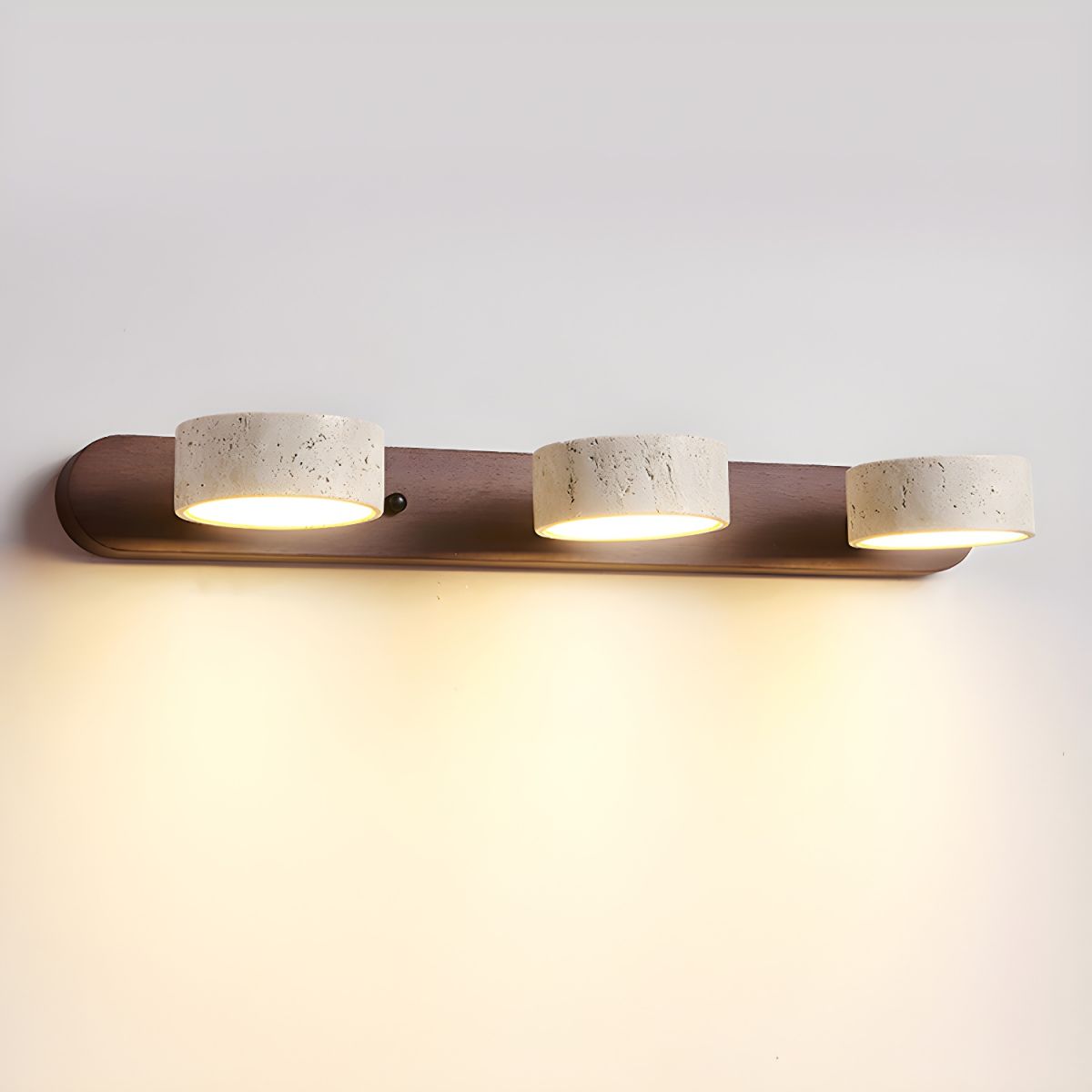 MINERALGLOW - Indoor LED wall light with natural travertine and wood design for warm architectural lighting