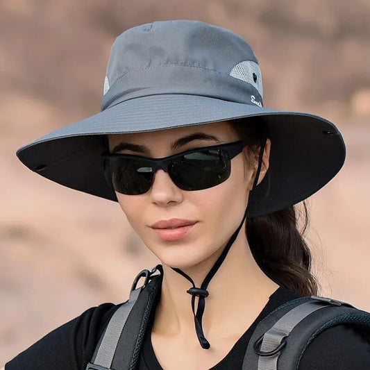 Breathable Summer Sun Hat for Women - Foldable Beach Hat with Ponytail Hole 0