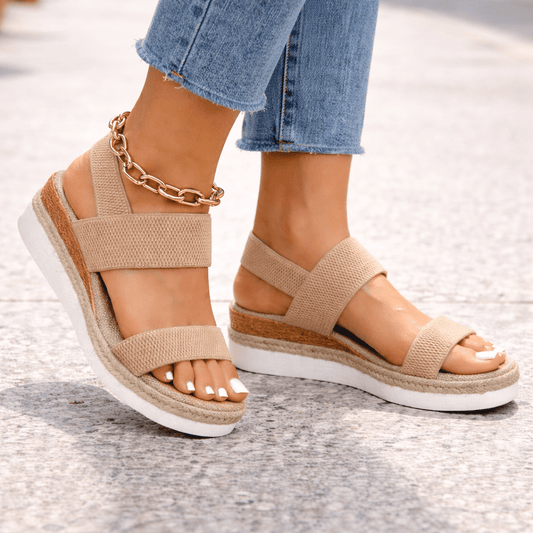 Solvessa - Sandalias ortopédicas con cuña acolchada para mujer