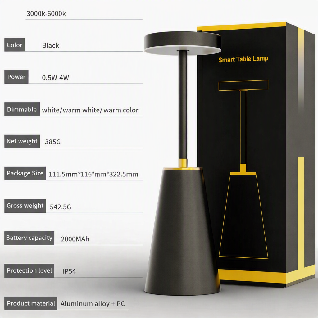 GLOWCONE – Touch Dimmable Metal Table Lamp for Modern Interiors