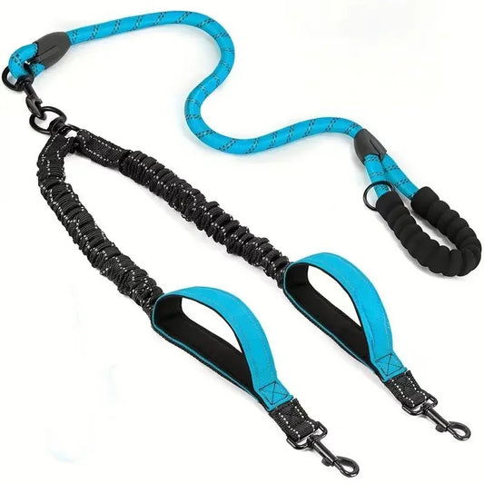 TWISTFREE - Dual dog leash with 360° swivel connector, shock absorption, and reflective safety for tangle-free walks