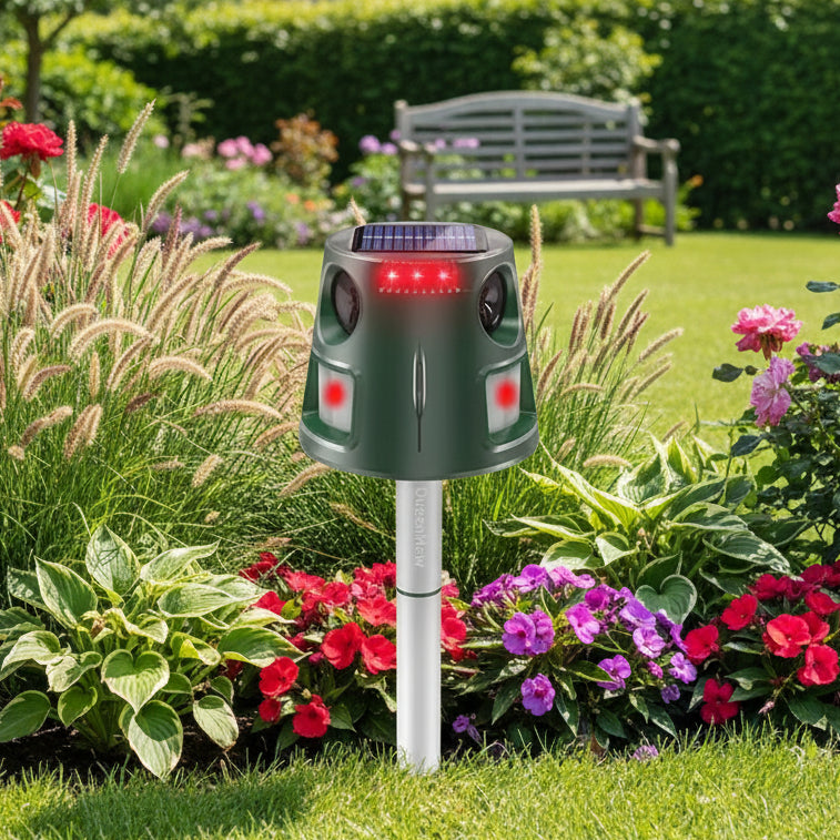 EcoGuard Solar-Powered Ultrasonic Animal Repellent - Effective Cat & Bird Deterrent 0