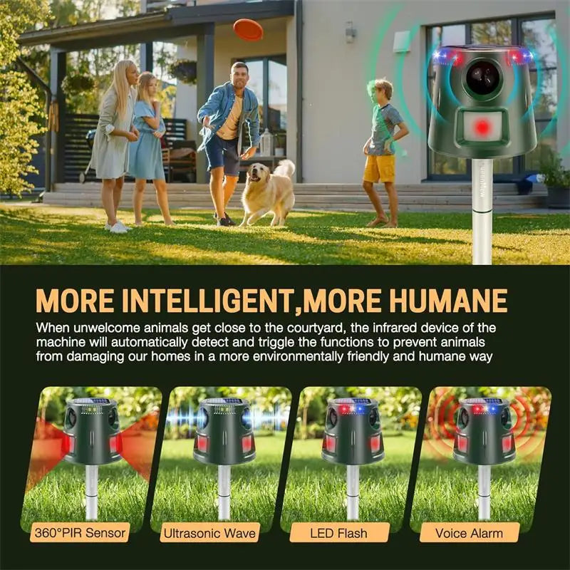 EcoGuard Solar-Powered Ultrasonic Animal Repellent - Effective Cat & Bird Deterrent 5