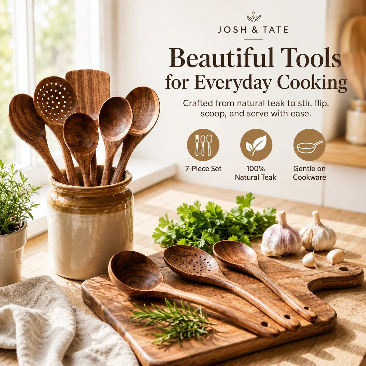 TEAKCRAFT – Teak Wooden Utensil Set
