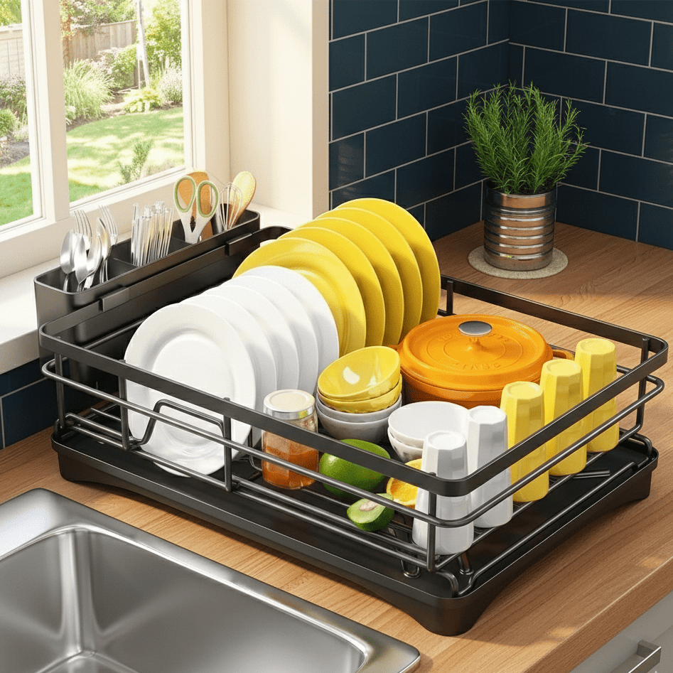 FLOWVA – Dish Drying Organizer with Practical Drip Tray Design
