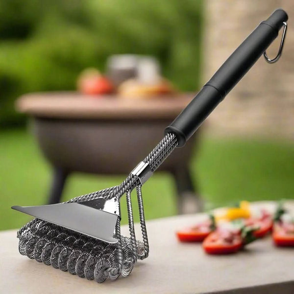 GRILLMASTER - Bristle-Free Grill Brush with Wide Scraper for Safe Cleaning