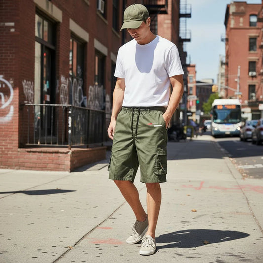 TRENDORA – Printed Multi-Pocket Shorts for Everyday Street Style