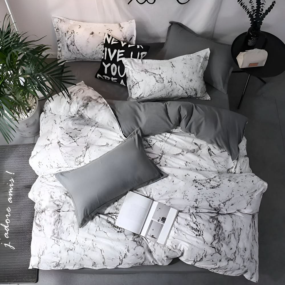 LUXMARVELIX – Conjunto de cama com design de mármore para um quarto sofisticado e encantador