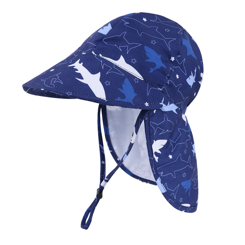 Kids Summer Bucket Hat with Shawl - Quick Dry Cartoon Sun Cap for Ages 1-3 13