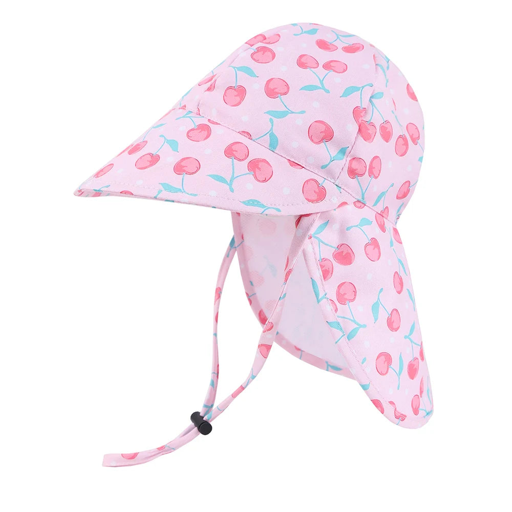 Kids Summer Bucket Hat with Shawl - Quick Dry Cartoon Sun Cap for Ages 1-3 15