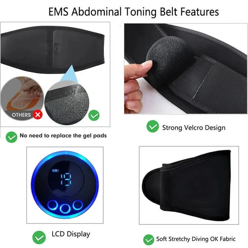 COREPULSE – EMS Ab Muscle Stimulator Belt for Core Training and Toning with adjustable intensity levels for effective home fitness and muscle activation