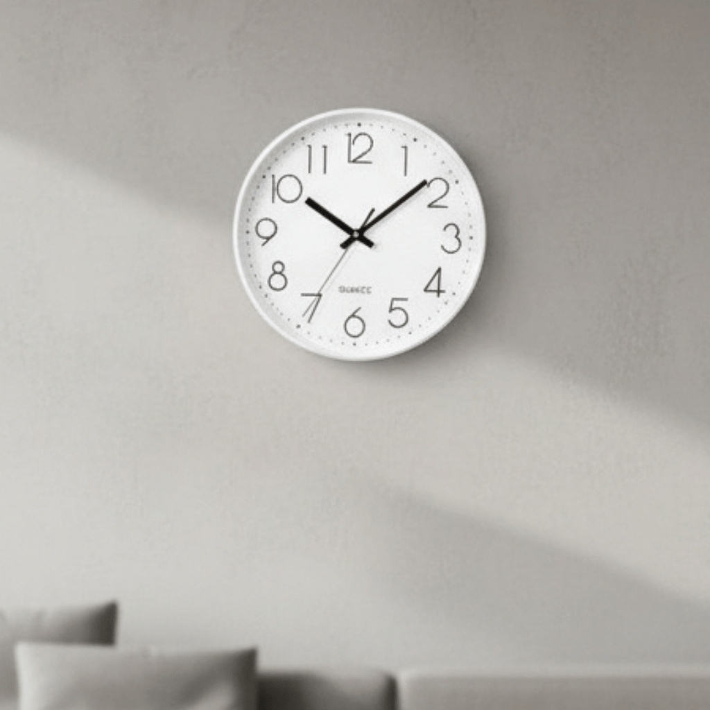 MUTELOCK – Silent Wall Clock – 12-inch non-ticking modern timepiece designed for quiet, minimalist home and office interiors