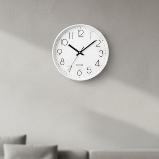 MUTELOCK – Silent Wall Clock – 12-inch non-ticking modern timepiece designed for quiet, minimalist home and office interiors