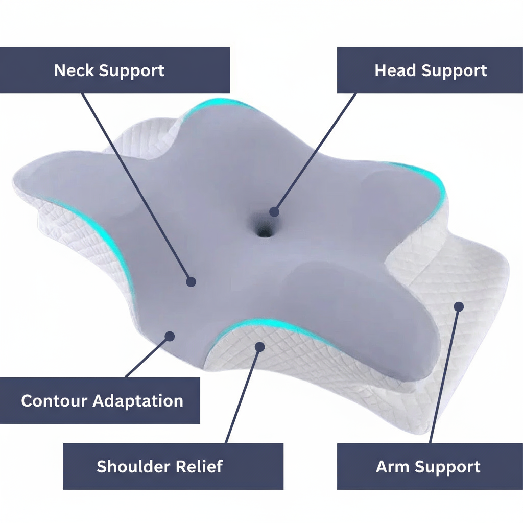 RESTOVA – Contour Neck Pillow – Ergonomic cervical support sleep cushion