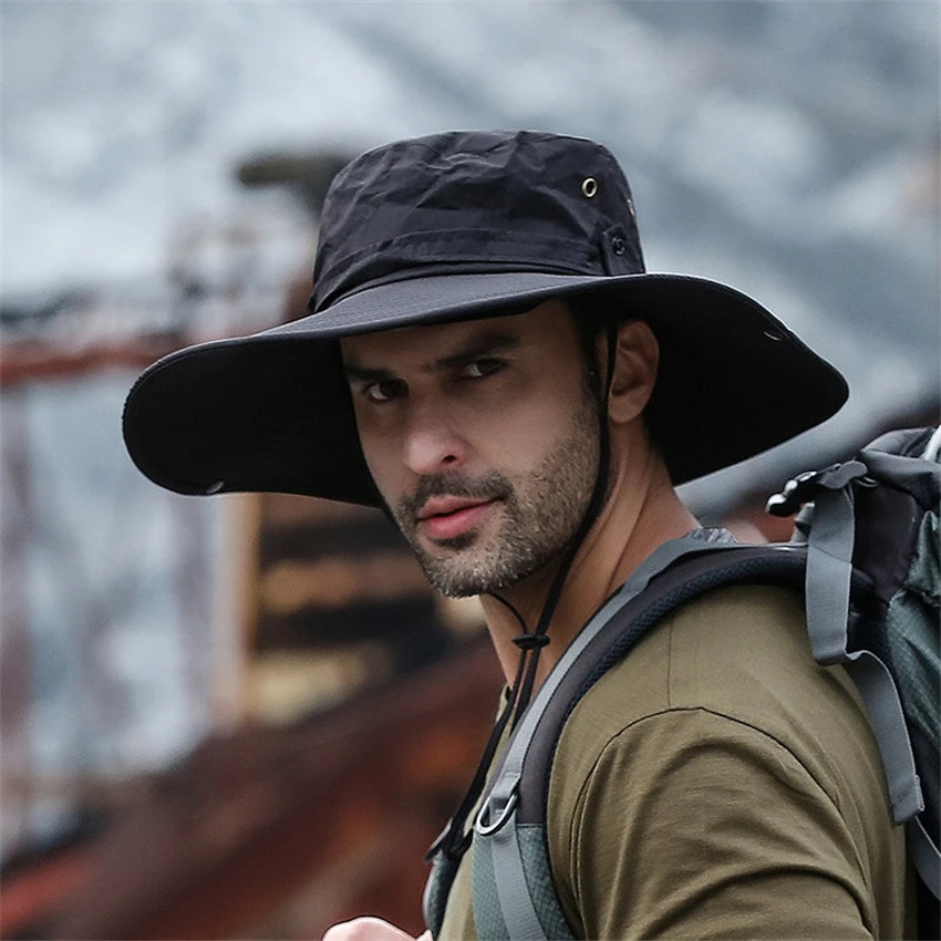Outdoor Cowboy Style Fishing Hat - Oversized Brim for Sun Protection 1