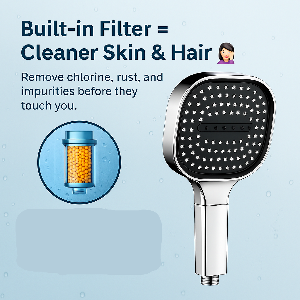 SHOWERFLOW – High-Pressure Filtered Shower Head with Turbo Boost & Rain Spray