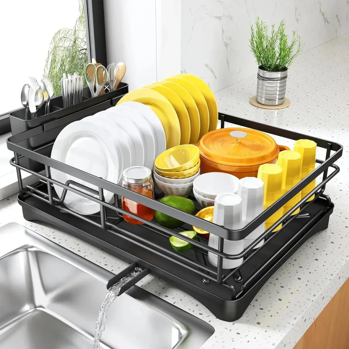 FLOWVA – Dish Drying Organizer with Practical Drip Tray Design