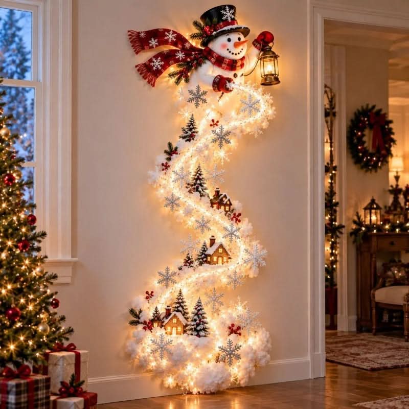 NOELRAILIX – Luz LED de parede em forma de comboio de Natal para uma decoração festiva mágica