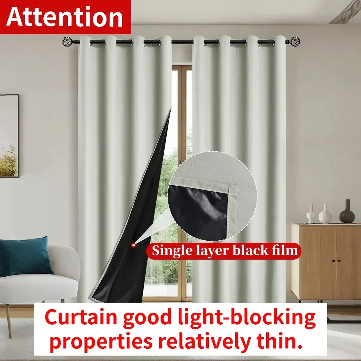 DARKLUX - Modern 100% blackout curtains with thermal coated lining for privacy and comfort