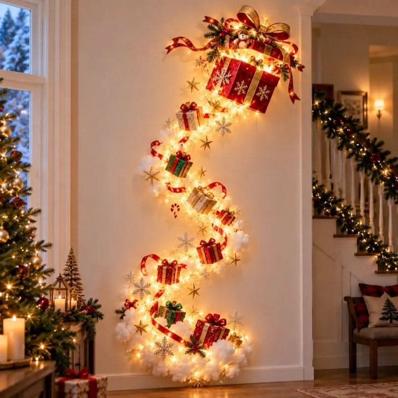 NOELRAILIX – Luz LED de parede em forma de comboio de Natal para uma decoração festiva mágica
