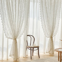 CHÂTELACE - French country lace curtain with elegant beaded phoenix tail detail