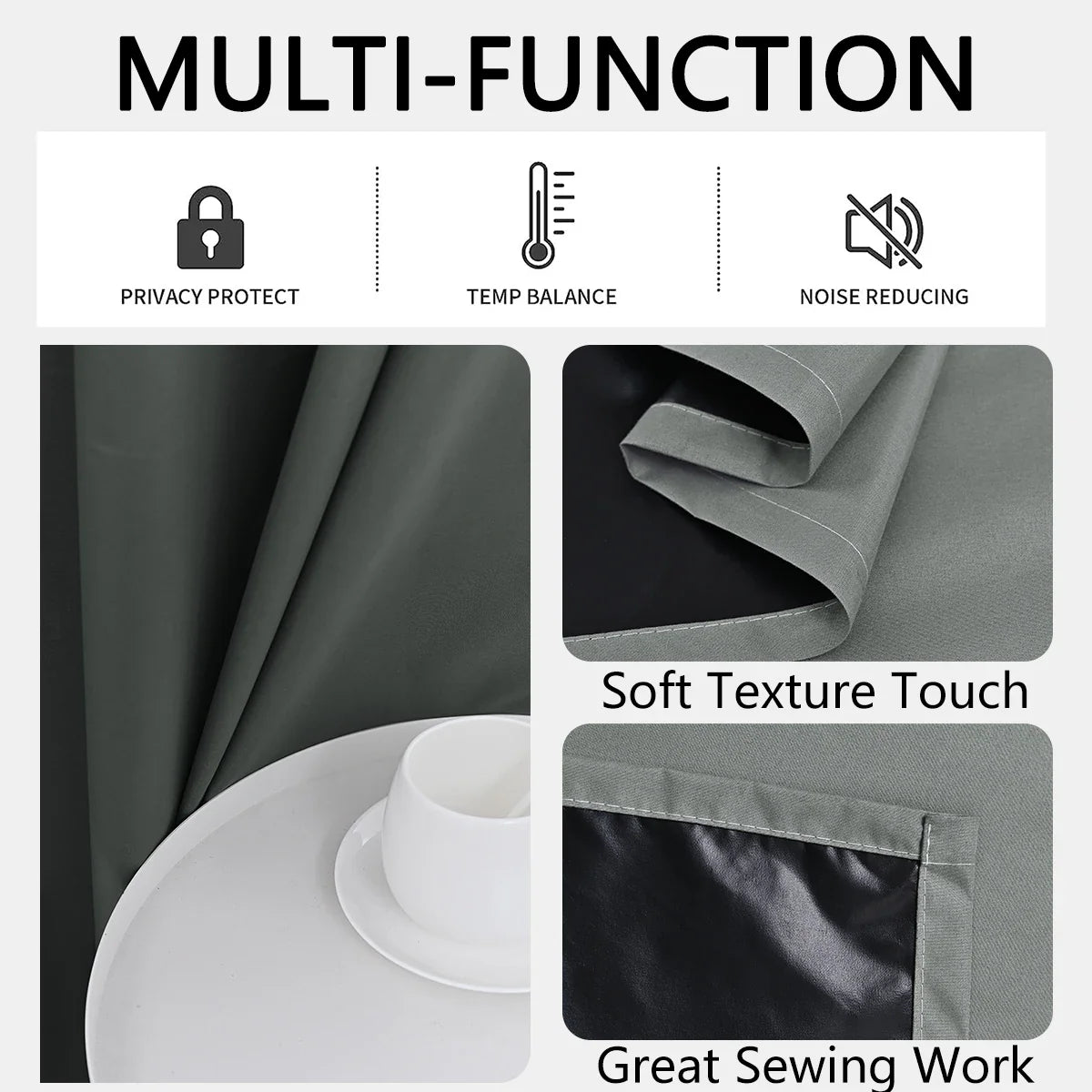 DARKLUX - Modern 100% blackout curtains with thermal coated lining for privacy and comfort