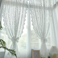 CHÂTELACE - French country lace curtain with elegant beaded phoenix tail detail