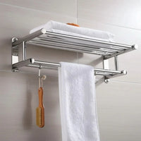 RAILESSA – Space-Saving Towel Rack with Shelf & Hooks for Smart Storage