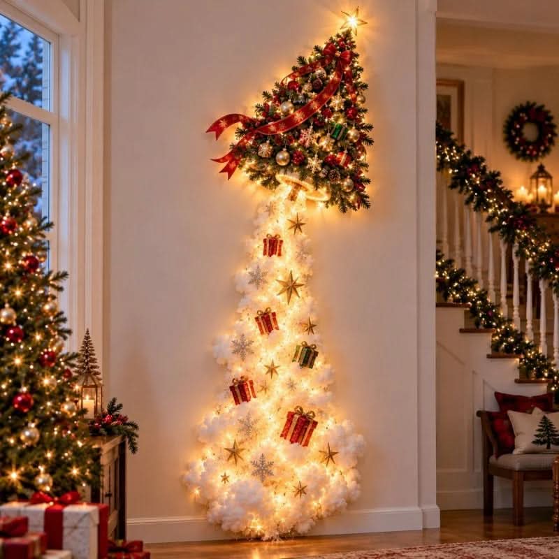 NOELRAILIX – Luz LED de parede em forma de comboio de Natal para uma decoração festiva mágica