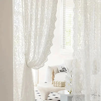 CHÂTELACE - French country lace curtain with elegant beaded phoenix tail detail