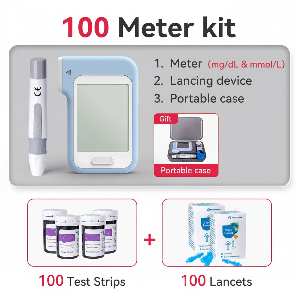 GLUCOTEST – Complete Blood Sugar Testing Kit for Home and Travel