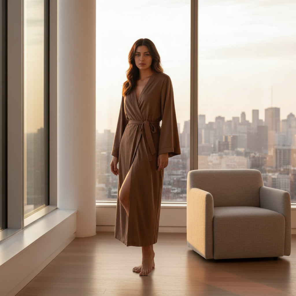 SOFTLOUNGE - Lightweight waffle bathrobe designed for cozy home and spa relaxation