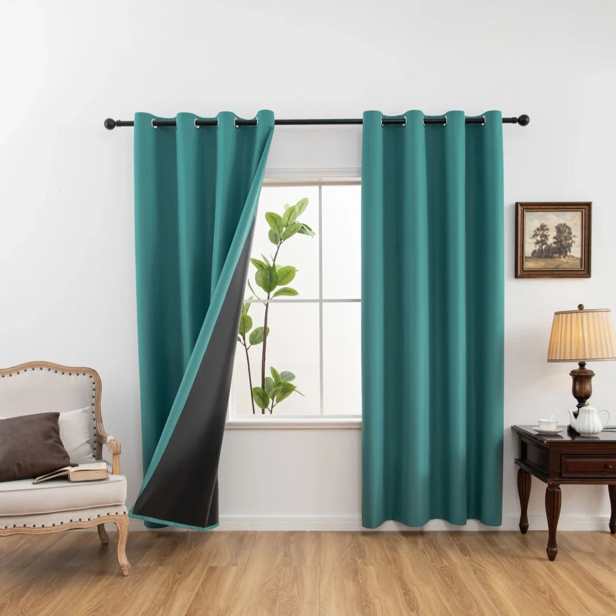 DARKLUX - Modern 100% blackout curtains with thermal coated lining for privacy and comfort