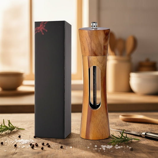 TABLEOAK - Adjustable Salt and Pepper Grinder Set with Natural Wood Design 0