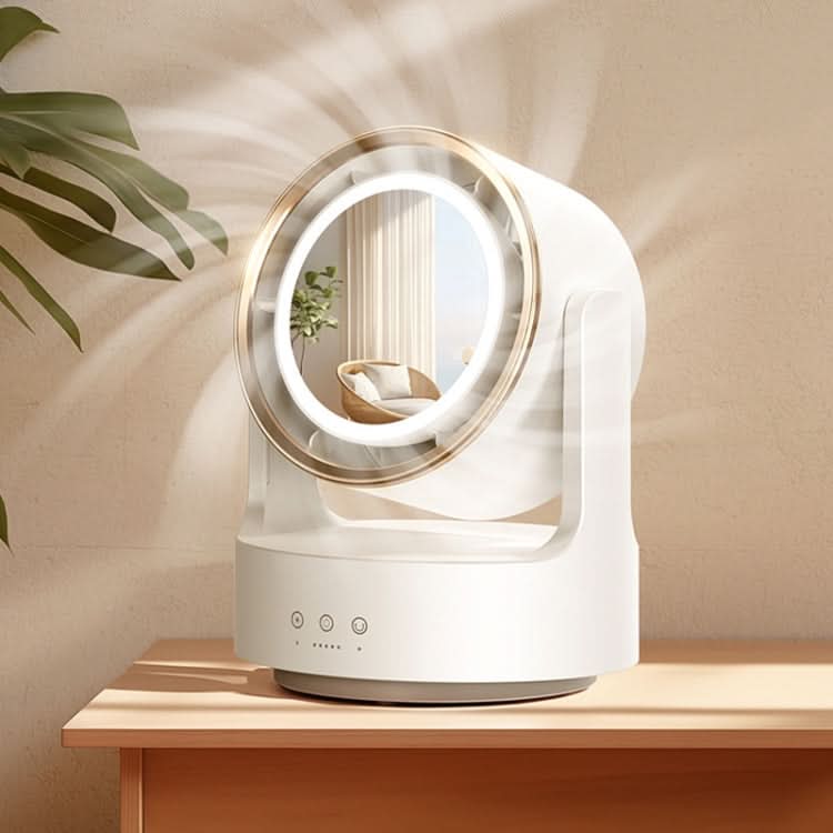 GLOWAIRIS – LED Mirror Desktop Fan for Fresh, Illuminated Spaces